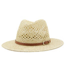 Chapéu de Palha Cowboy Oco Feito à Mão - Bege / 55-58CM -