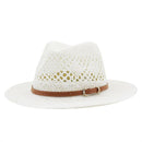 Chapéu de Palha Cowboy Oco Feito à Mão - Branco / 55-58CM -