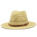 Chapéu de Palha Cowboy Oco Feito à Mão - Creme / 55-58CM -