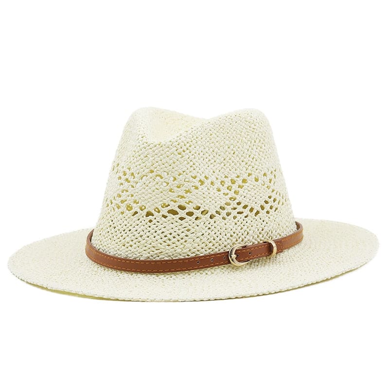 Chapéu de Palha Cowboy Oco Feito à Mão - Milk Branco / 